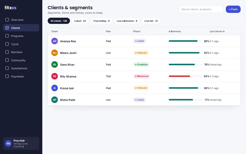 Forms, popups & client CRM